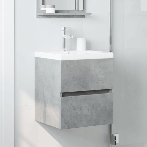 vidaXL Mobile Lavabo Grigio Cemento 41x38,5x45 cm in Legno Multistrato