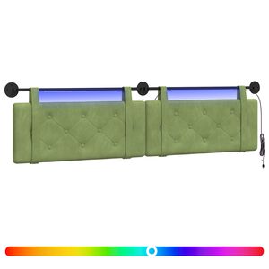 vidaXL Testiera sospesa Con luce LED Verde chiaro Velluto