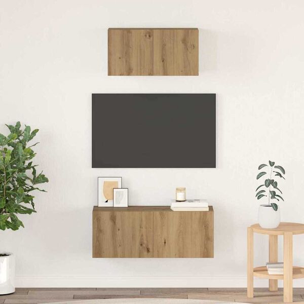 vidaXL Set mobile TV 2 pcs Rovere artigianale Legno multistrato