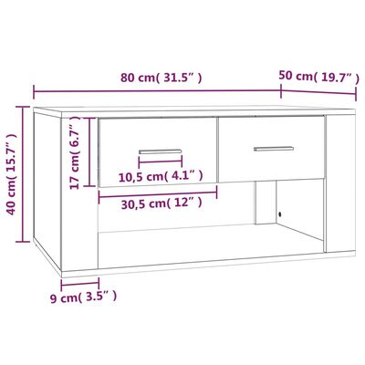 vidaXL Tavolino da Salotto Rovere Fumo 80x50x40 cm Legno Multistrato