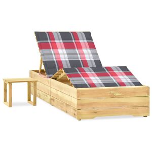 vidaXL Lettino da Giardino con Tavolino Cuscino Legno Pino Impregnato
