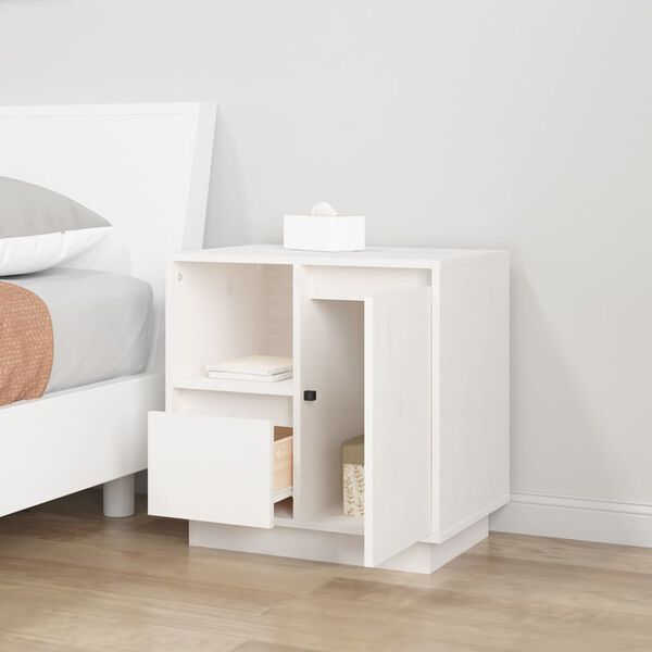 vidaXL Comodini 2 pz Bianco 50x34x50 cm in Legno Massello di Pino