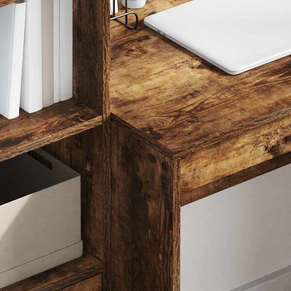 vidaXL Scrivania con cassetto 2 pcs Rovere fum&eacute;