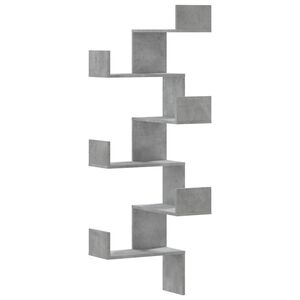 vidaXL Scaffale Angolare a Muro Grigio Cemento 45x45x147cm Multistrato