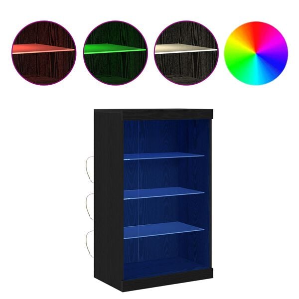 vidaXL Madia LED Rovere Nero 60,5 x 37 x 100 cm Legno multistrato