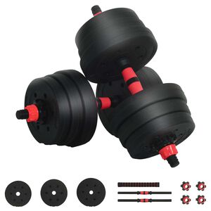 vidaXL Set Manubri e Bilanciere 2-in-1 20 kg Nero e Rosso