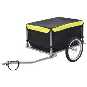 vidaXL Rimorchio da Bici Nero e Giallo 65 kg