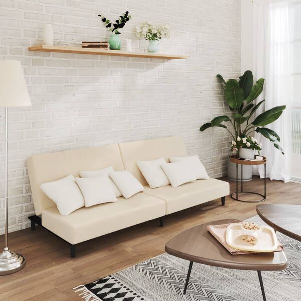 vidaXL Divano Letto a 2 Posti Crema in Velluto