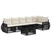 vidaXL Set Divano da Giardino 7 pz Nero e Bianco Crema polyrattan