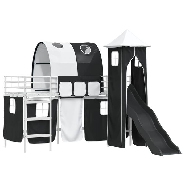 vidaXL Struttura del letto loft per bambini Bianco e Nero Metallo