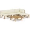 vidaXL Set Divani da Giardino 6 pz con Cuscini Bianco Crema in Bamb&ugrave;