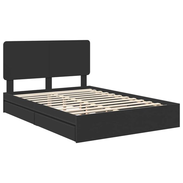 vidaXL Letto con Contenitore Nero 150 x 200 cm Legno multistrato