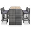vidaXL Set da Bar da Giardino 7 pz con Cuscini in Polyrattan Grigio