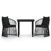 vidaXL Set da Pranzo da Giardino 3 pz con Cuscini Nero