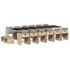 vidaXL Set Pranzo da Giardino 17 pz con Cuscini Beige Misto Polyrattan