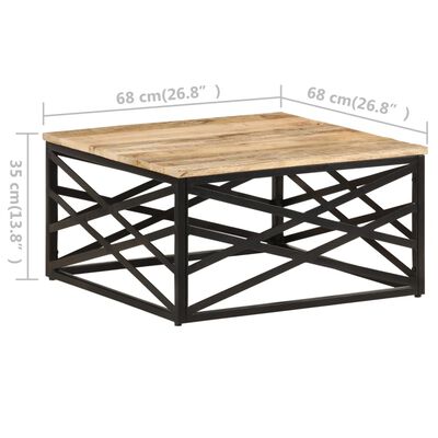 vidaXL Tavolino da Caffè 68x68x35 cm in Legno Massello di Mango