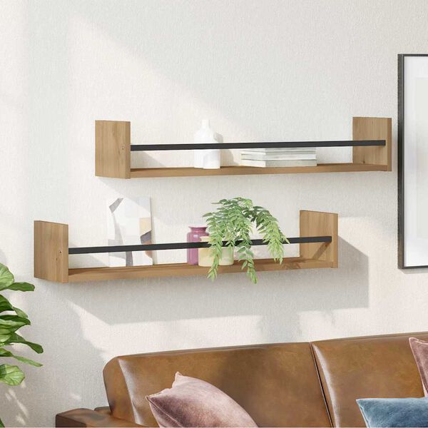 vidaXL Scaffale da parete 2 pcs Rovere artigianale 80 x 16 x 14 cm