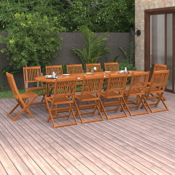 vidaXL Set da Pranzo da Giardino 13 pz 280x90x75 cm Massello di Acacia
