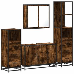 vidaXL Set Mobili da Bagno 4 pz Rovere Fumo in Legno Multistrato