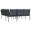 vidaXL Set Divano da Giardino con Cuscini Nero Acciaio e Textilene