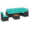 vidaXL Set Divani da Giardino 7 pz con Cuscini Nero in Polyrattan