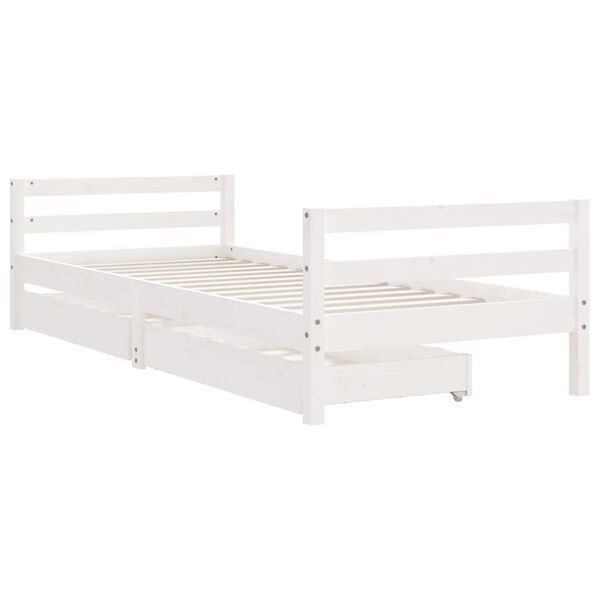 vidaXL Giroletto Bambini con Cassetti Bianco 90x190 cm Massello Pino