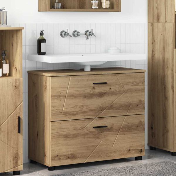 vidaXL Mobile da Bagno con porta Rovere artigianale 76,5 x 35 x 64 cm