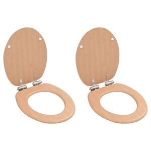 vidaXL Copriwater 2 pz con Chiusura Ammortizzata in MDF Bamboo