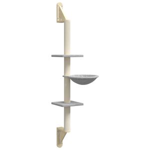 vidaXL Albero per Gatti con Tiragraffi a Parete Grigio Chiaro 142,5 cm