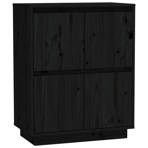 vidaXL Credenza Nera 60x34x75 cm in Legno Massello di Pino