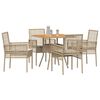 vidaXL Set da Pranzo per Giardino 5 pcs Beige polyrattan