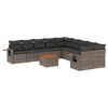 vidaXL Set Divani da Giardino 11 pz con Cuscini in Polyrattan Grigio