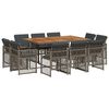 vidaXL Set da Pranzo da Giardino 11pz con Cuscini in Polyrattan Grigio