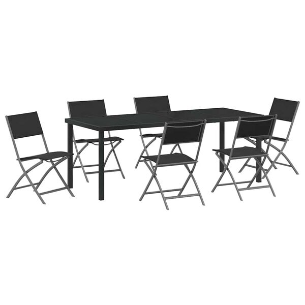 vidaXL Set da Pranzo per Giardino 7 pcs Nero