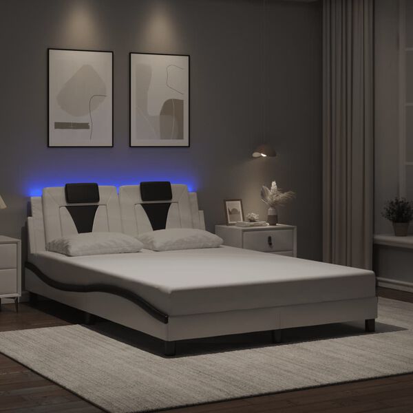 vidaXL Giroletto Viana con LED senza Materasso Bianco e Nero 140x190 cm