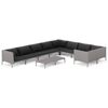 vidaXL Divani da Giardino 10 pz con Cuscini in Polyrattan Grigio Scuro