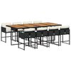 vidaXL Set da Pranzo da Giardino 9 pz con Cuscini Nero in Polyrattan