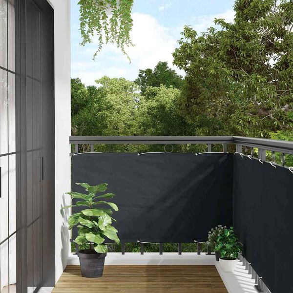 vidaXL Paravento da Balcone in Tessuto Oxford 75x400 cm Antracite