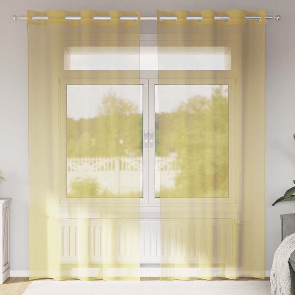 vidaXL Tende in Voile con Occhielli 2 pz Giallo