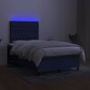 vidaXL Letto a Molle con Materasso e LED Blu 120x190 cm in Tessuto