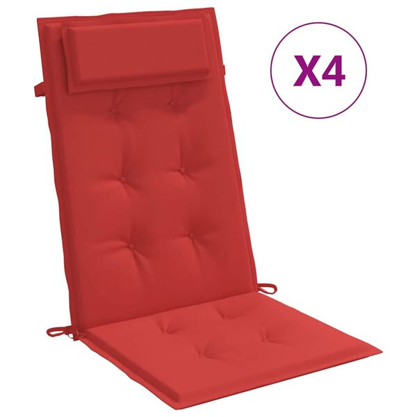 vidaXL Cuscini per Sedia con Schienale Alto 4 pz Rosso Tessuto Oxford