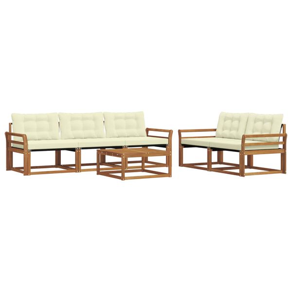vidaXL Set di divani da esterno con cuscino 6 pcs Naturale e Crema