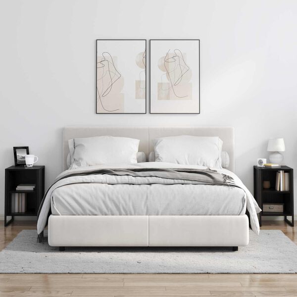 vidaXL Comodino Rovere Nero 39.5 x 30 x 50 cm Legno multistrato