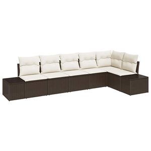 vidaXL Set Divano da Giardino 6 pcs Marrone e Crema polyrattan