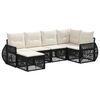 vidaXL Set Divano da Giardino 6 pcs Nero e Bianco Crema polyrattan
