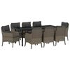 vidaXL Set da Pranzo per Giardino con cuscino 9 pcs Grigio polyrattan