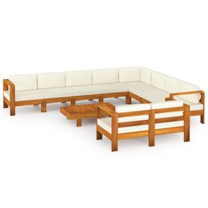 vidaXL Set da Giardino 10 pz con Cuscini 100x60 cm Legno di Acacia