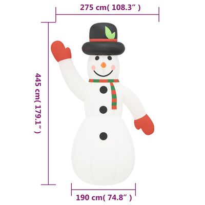 vidaXL Pupazzo di Neve Natalizio Gonfiabile con LED 455 cm