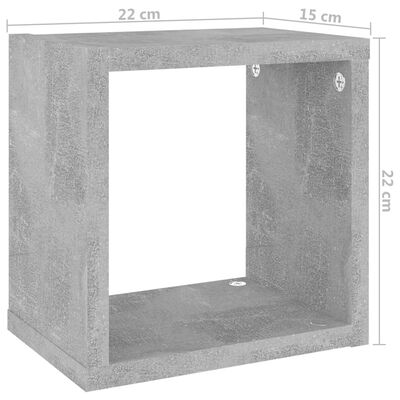 vidaXL Mensole Parete a Cubo 4 pz Grigio Cemento 22x15x22 cm