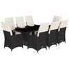 vidaXL Set da Pranzo da Giardino 9 pz con Cuscini Nero in Polyrattan